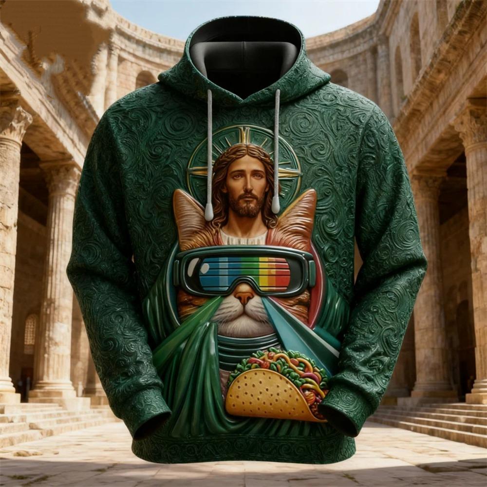 Autumn Fashion Men Women's Hoodies Jesus Graphic Print Pullover Casual Sweatshirt Kids Hoodies Top Clothing