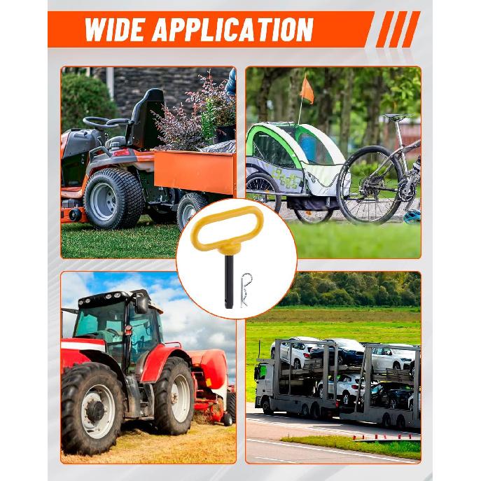 2Pack Hitch Pin, 1/2 X 3 Inch Trailer Hitch Pin With Clip And Rubber-Coated Handle, Strong Heavy Duty Lawn Mower Hitch Pin For Mowers, Tractor Truck,