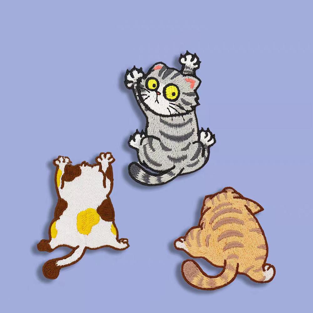 

3 шт./компл. Милые непослушные кошки, вышитые нашивки, значок животного для одежды, DIY украшение, аппликация