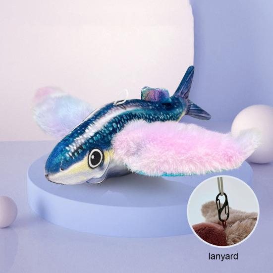 Yousheng 1Pc/2Pcs Interactive Flapping Wings Fish Cat Toy Electric Touch Activated Plush Fish with Sound Rechargeable Chirping Toy for Indoor Cats