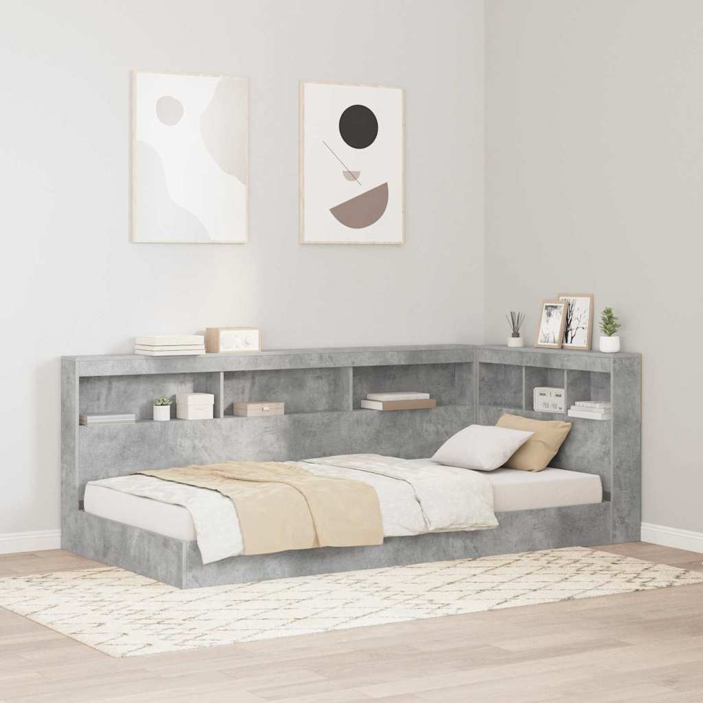 Storage Headboard with Shelf Concrete Grey 90 cm Particleboard