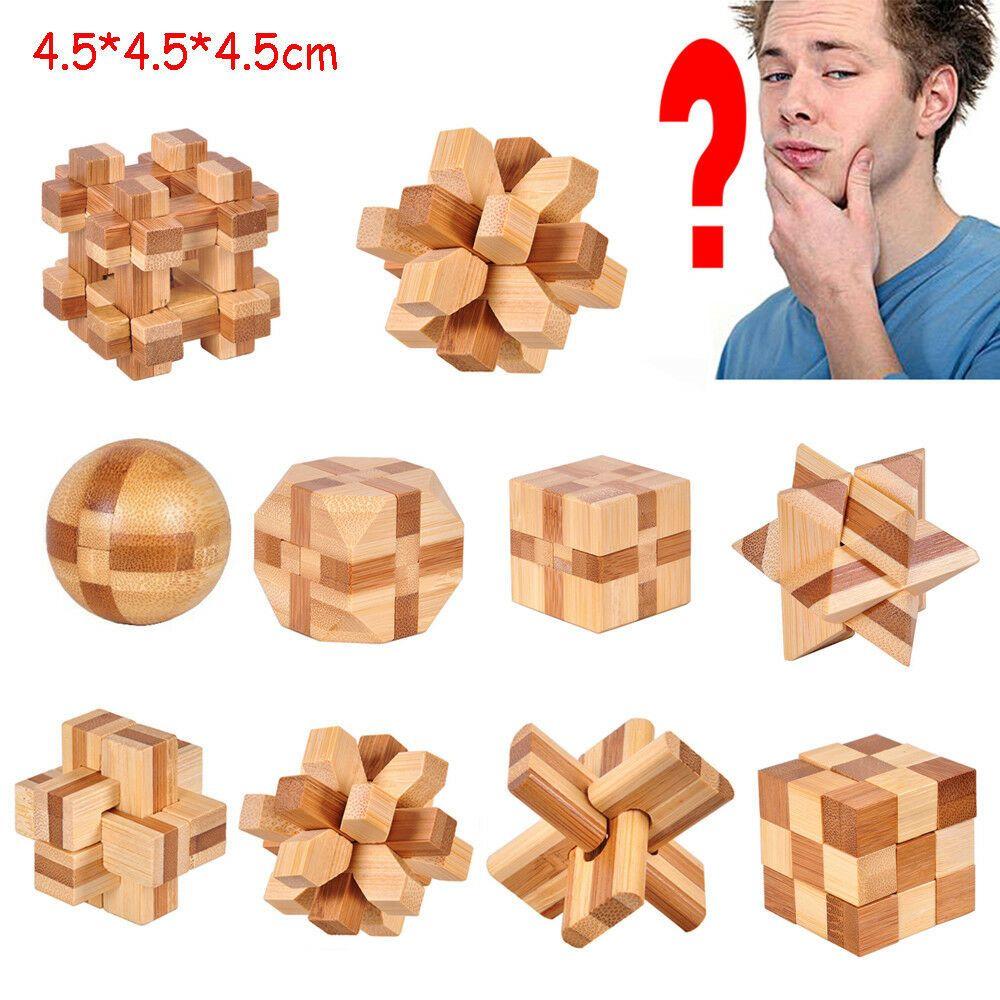 Bamboo IQ For Adults Kids Children Interlocking Puzzle Toy Brain Teaser Classic Toys Kong Ming Lock