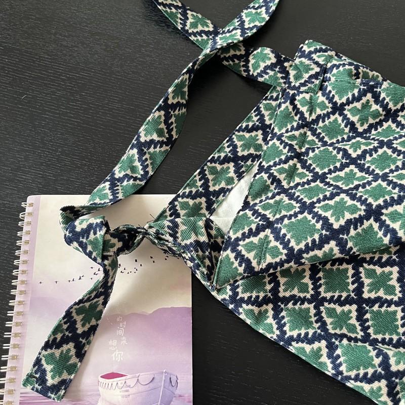 Niche Design 2024 New Retro Green Diamond-checked Corkwick Flannel Bag Women's Cross-body Shoulder Large Capacity