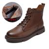 2025 autumn new short Martin boots women's V-mouth lace-up flat-bottomed short boots leather British single boots women's boots
