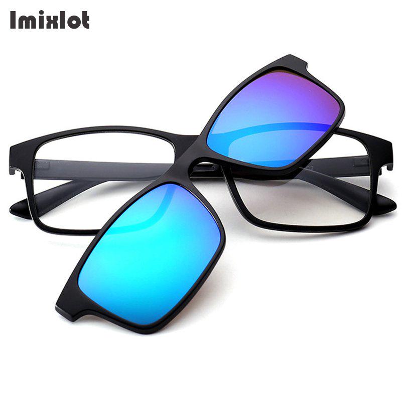 CAXMAN Occhiali Da Sole A Clip Polarizzati XL - Sopra Occhiali Da Vista, Montatura Compatta Antiscivolo, Lenti UV400, Blu Specchio