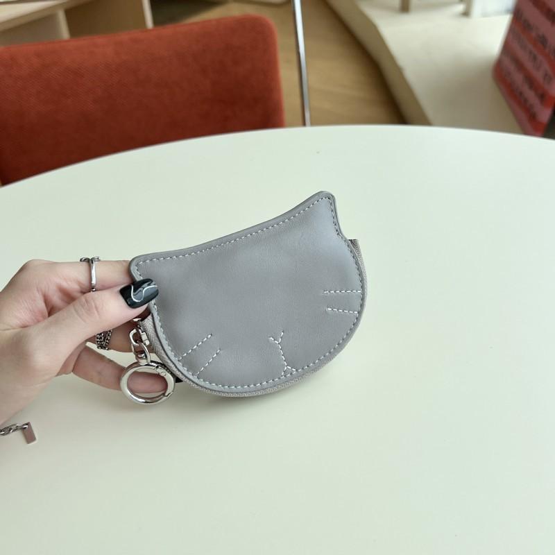 Ins Sheepskin Change Purse Soft Cute Retro Small Cat Coin Lipstick Earphone Bag Pendant