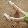 Dámské boty Mary Janes s nízkým podpatkem 2025 Nová móda Stříbrné Béžové Boty na párty a svatbu s krátkým podpatkem Dámské lodičky Velká velikost 45