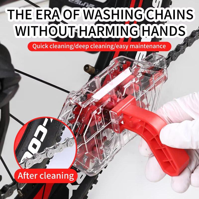 Quick Release & Install Bike Chain Cleaner Transparent Visual Immersion Cleaning Tool for Road Mountain Bike Cycling Maintenance Equipment
