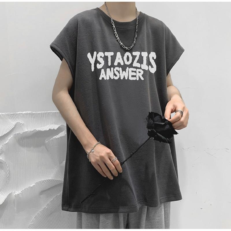 

Мужские футболки с коротким рукавом с буквенным графическим принтом и половиной рукава Футболка-пуловер Повседневная футболка Мужская корейская повседневная футболка с круглым вырезом в стиле ретро 3XL темно-серого