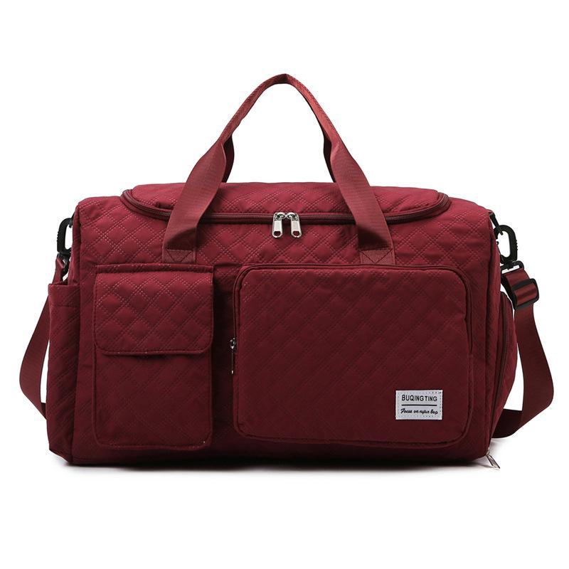 Resväska för utlandsresor: Rymlig, Lättviktig, Torr/Våt Separation, Skofack, Diamantrutigt Design.