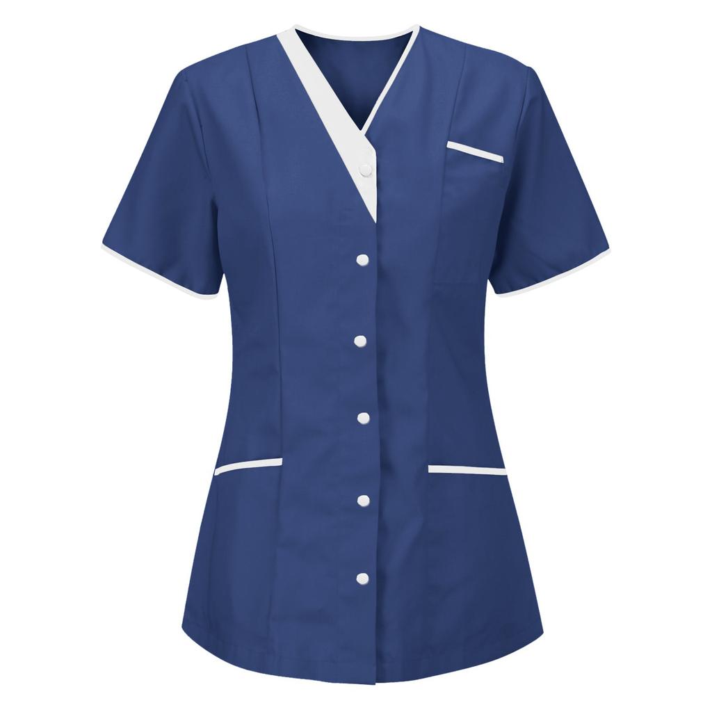 Women's Uniform Quick-drying Fabric Solid Color V-neck Short-sleeved Uniform