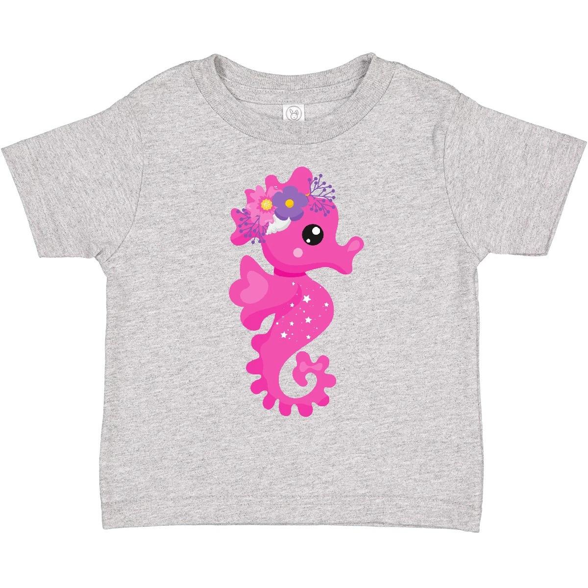 Inktastic Cute Seahorse, Pink Seahorse, Flowers, Seashell Toddler T-Shirt Little 120