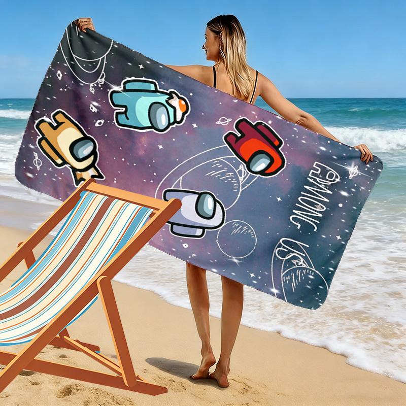 Among Us Print Strandtuch, Großes Weiches Schnelltrocknendes Handtuch für Strand Camping Schwimmen