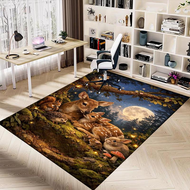 1PC forest animals Non-Slip Floor Carpet Compatible for Office&Living Room&Bedroom&Dining room - Flat - Weave Machine-S0402