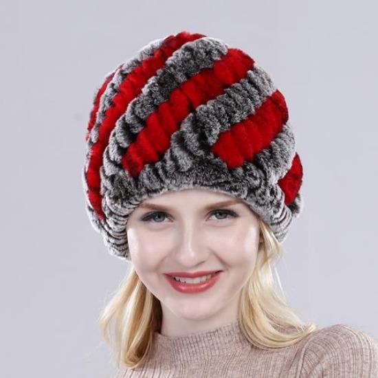 Hot Sale Russian Lady Natural Real Rex Rabbit Fur Hats Women Knitted Outdoor Rex Rabbit Fur Hat New Warm Real Fur Caps