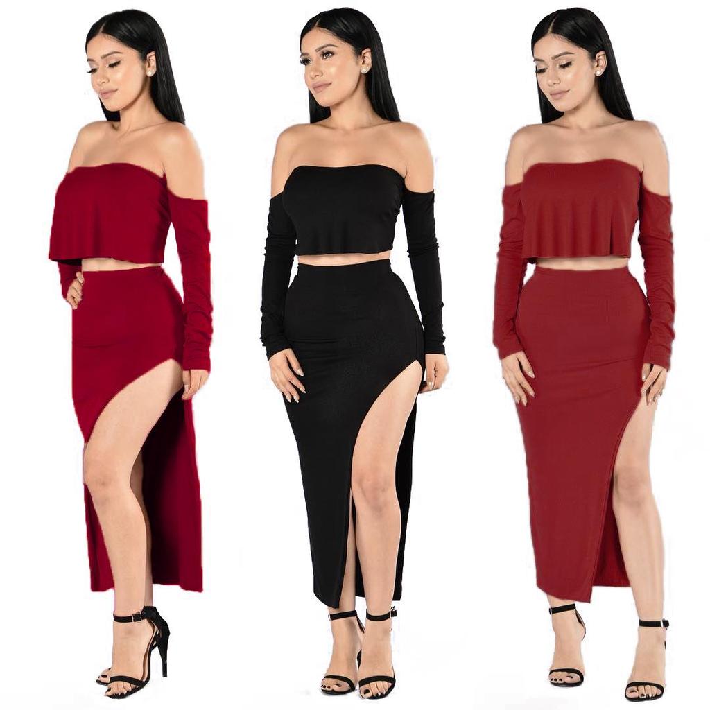 2017 European & American Sexy Nightclub Gabardine Two-Piece Dress