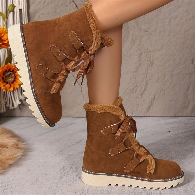 Plus-size Snow Boots for Women, New Fleece and Thickened Lace-up Warm Cotton Boots for Women, for Women