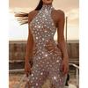 Fall Winter New Women's Gold Foil Sexy Sleeveless Long Jumpsuit Dropshipping