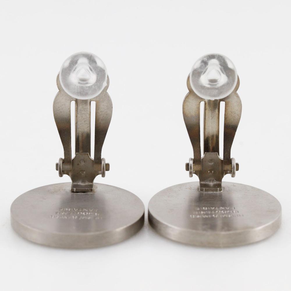 HERMES Ceria Earring BIJOUTERIE FANTAISIE vintage Silver metallic/shell 12g Women Used