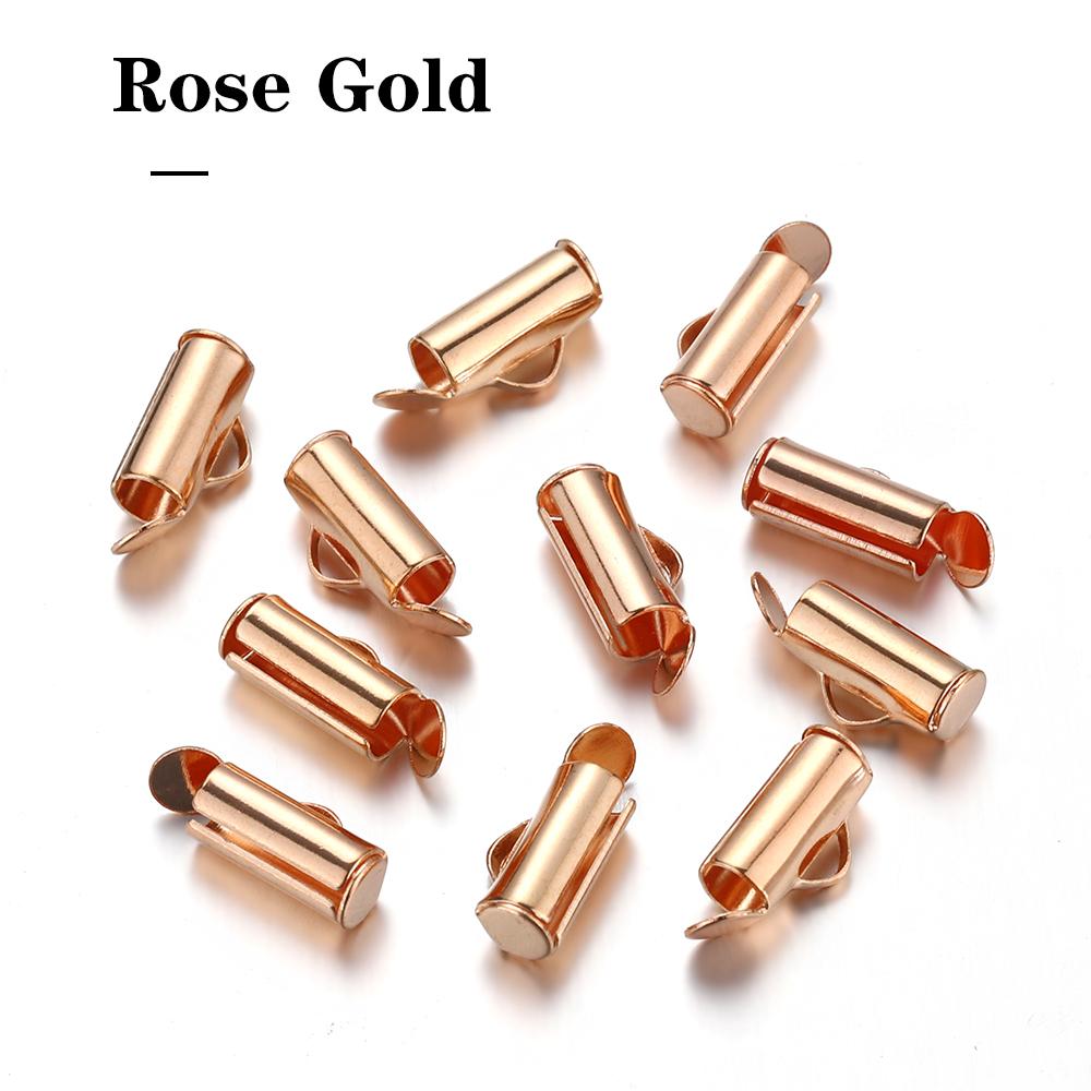50pcs Fastener Tube Crimp End Caps Slider Clasp Bracelet Buckles for DIY Connectors Loom Jewelry Making Findings Accessories