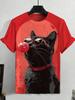 Summer Men's Funny Animal Cat Printed T Shirt Short Sleeved Tees Tops 3D Print O-Neck Shirts Party Casual Men's Clothing Apparel