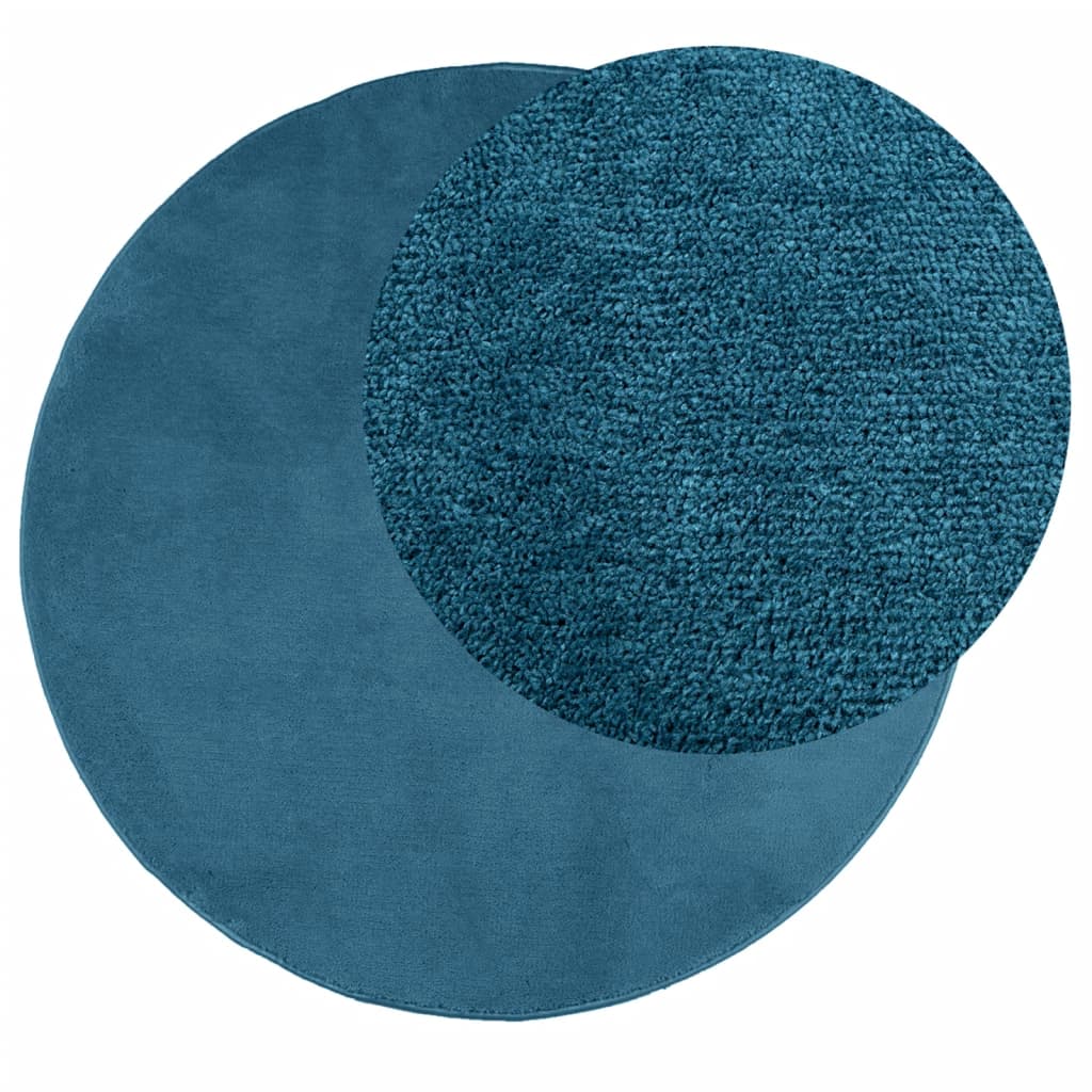 OVIEDO Short Pile Rug In Turquoise Ø 120 Cm