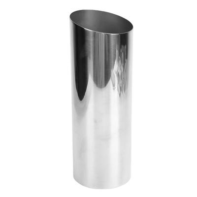Vaso Cilíndrico Cor Prata Aço Inoxidável Boca Inclinada Vaso de Flor Moderno para Ornamento de Mesa