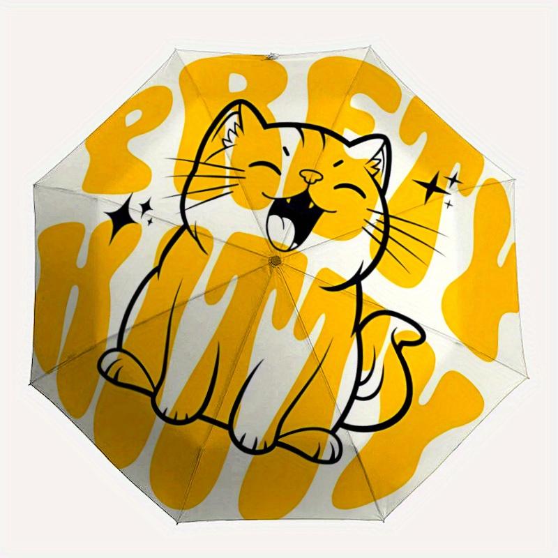 1pc Cute Cat Decal Automatic Opening/closing umbrella, Reinforced 8-Rib Construction, Compact Travel Umbrella yy250808124