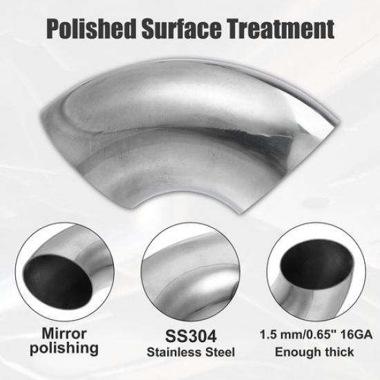 Universal OD 3 Inch 90 Degree Car Mandrel Bend Elbow SS304 Bend Tube Pack of 2