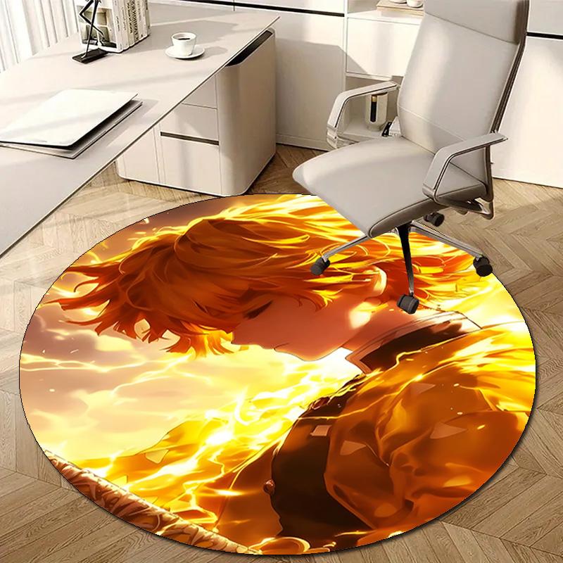 1pc Agatsuma Zenitsu  Print Round Carpet Chair Round Carpet Suitable for Bedroom Living Room Home Decorative Carpet