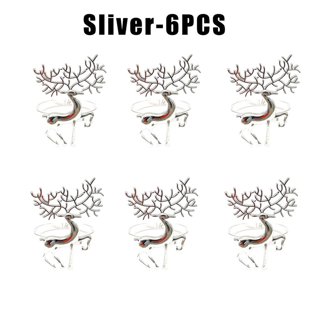 Festive Reindeer Napkin Rings Gold Silver Christmas Deer Napkin Holders for Holiday Table Dining Decor