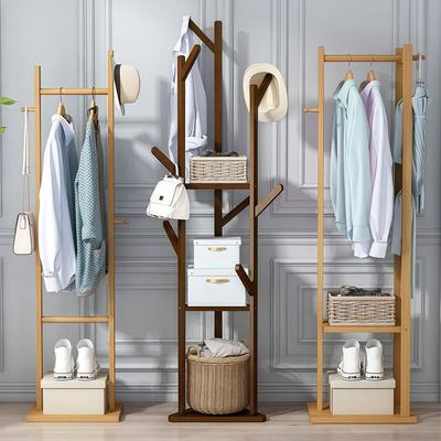 Versatile Floor-Standing Coat Rack with Storage Shelf for Home