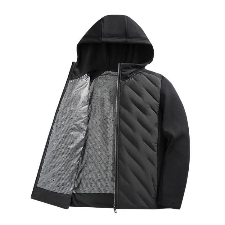 Graphene Down Jacket for Men Warm Fleece Hooded Winter Coat 90 Insulated L