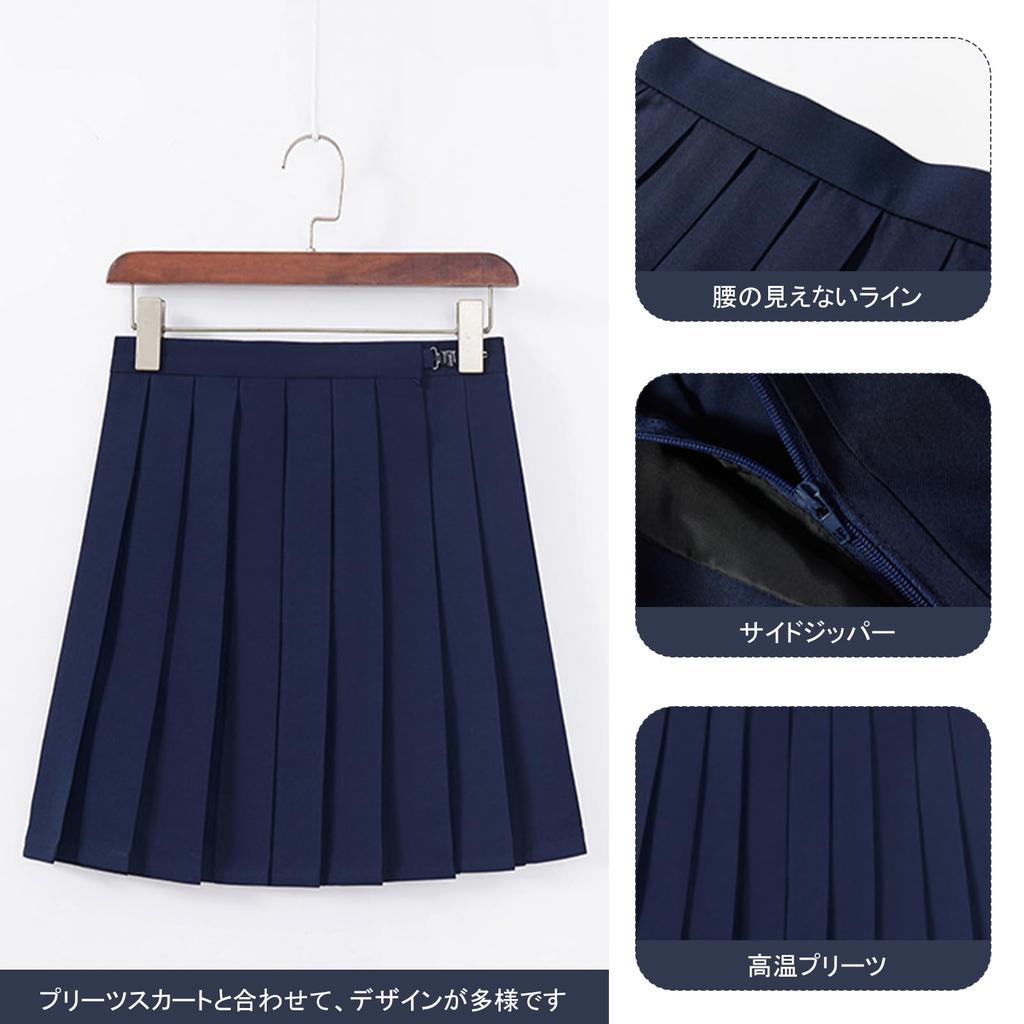 Sailor Authentic School High School Girl Bow JK Sailor High School Student Pleated Adult JK School Cultural Halloween Socks Included [Matreeglam]