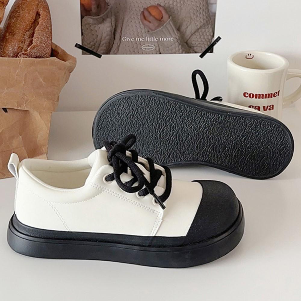 Fashion Maillard Popular Big Head Niche Design Versatile Student Round Toe Board Shoes New Casual Thick Sole Small Pink Brown Shoes