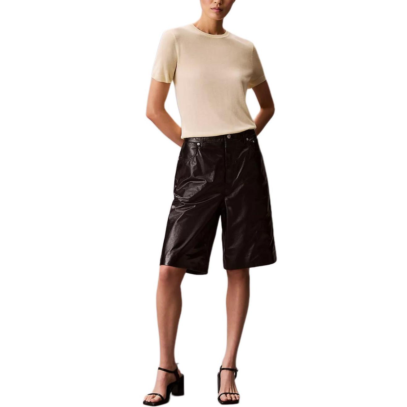 

Calvin Klein Round Neck Comfortable Soft Simple Short Sleeve Sweater Women sweater 44A307G-XF8 XS