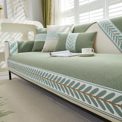 Sofa Cushion Four Seasons Universal Anti-Slip Tape Cushion Dustproof Leather Sofa Cover Backrest Cover Cloth Leaves