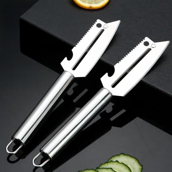 4 In 1 Stainless Steel Peeler, Multifunctional Vegetable Fruit Cutter, Potato Apples Carrot Peeler with Bottle Opener And Scaler