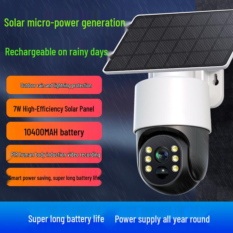 360° Panorama Drahtlose Solarkamera: Kein Strom/Netzwerk benötigt, Lebenslange kostenlose Verkehrsüberwachung für den Außenbereich