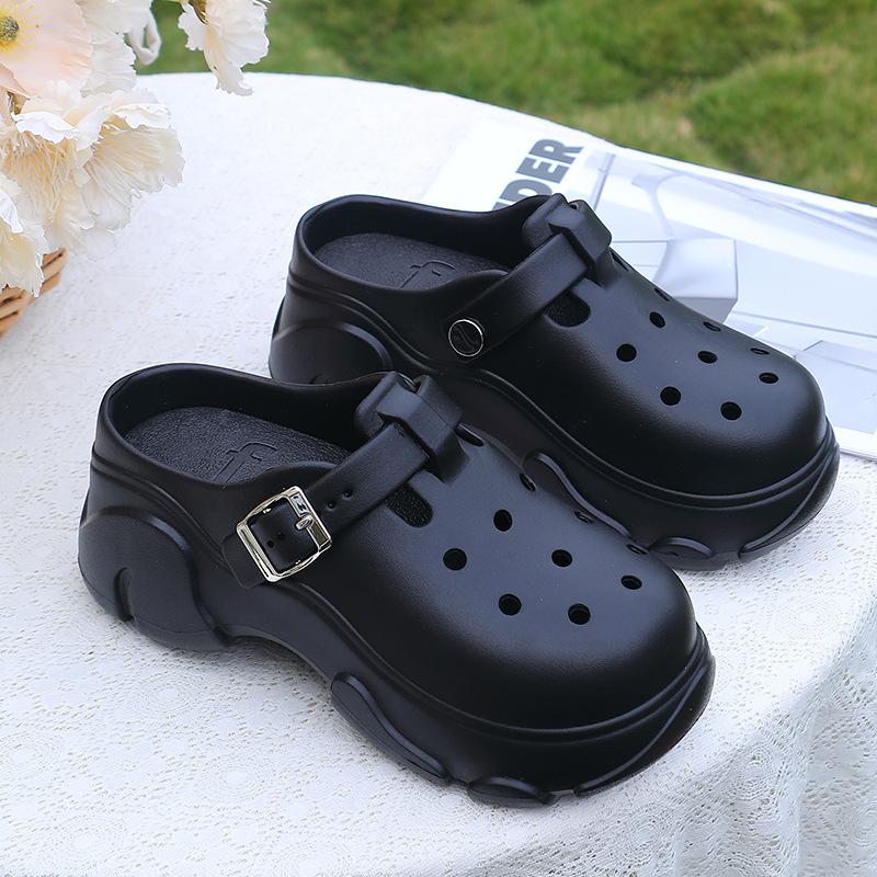 

Женские Новые Модные Садовые Туфли Для Леди На Высоком Каблуке Платформе Пляжные Сандалии Летние Уличные Толстоподошвенные Износостойкие Шлепанцы 36-37