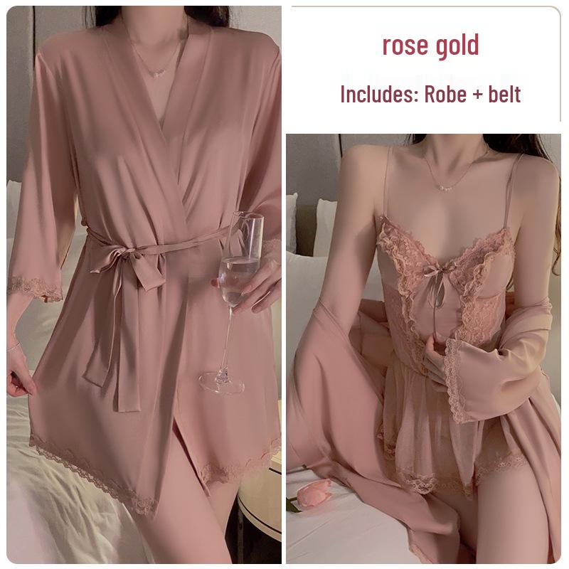 Gorgeous Plus Size Mesh See-Through Camisole Nightgown Set