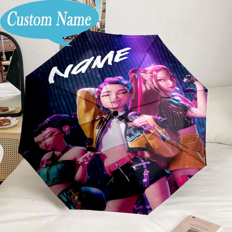Custom Name Umbrella KPop Cartoon Umbrella 8-Frame for Travel, Camping, Casual Lightweight Portable, Essential for Family Gifts