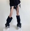 Harajuku Cargo Leg Warmers with Adjustable Buckle Strap Pocket for Women Punk Denims Baggy Foot Covers Footless Socks