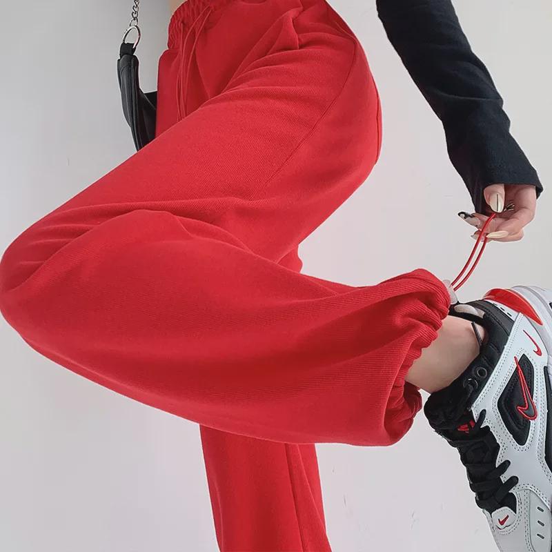 Women's American-Style High-Waist Wide-Leg Drawstring Sweatpants, 2024 Autumn Collection
