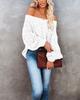 Autumn and winter new Temu hot-selling word shoulder loose knitted sweater solid color pullover sweater women