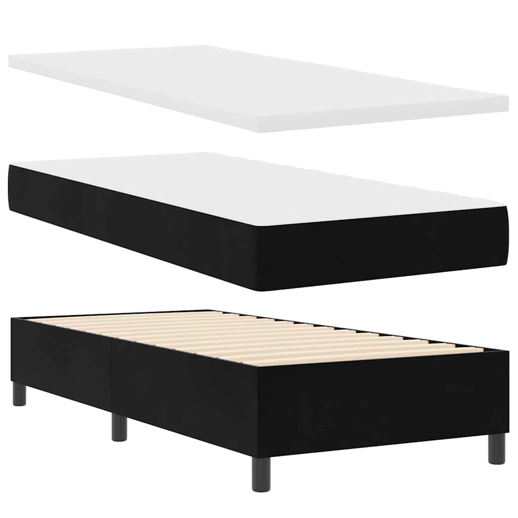 LED Box Spring Bed with Mattress Black 100 X 200 Cm Velvet