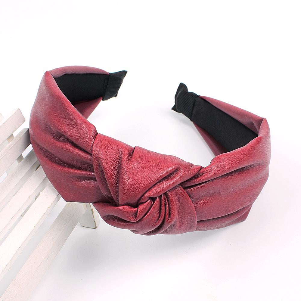 Fashion Women Leather Hairbands Bow Hairband Solid Color Cross Knot Women Hair Head Hoop Hair Bands for Girls Hair Accessories
