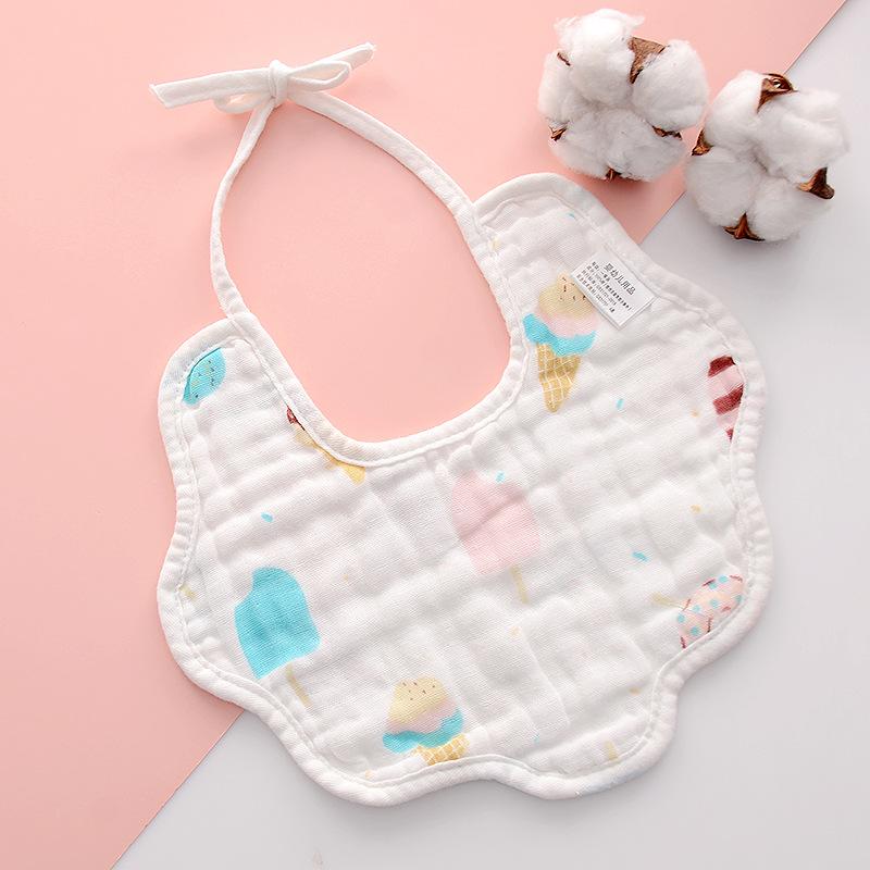 6 Layer Muslin Cotton Baby Bibs With Ties Newborn Soft Absorbent Drool Bibs For Infants Saliva Towel Burp Cloth