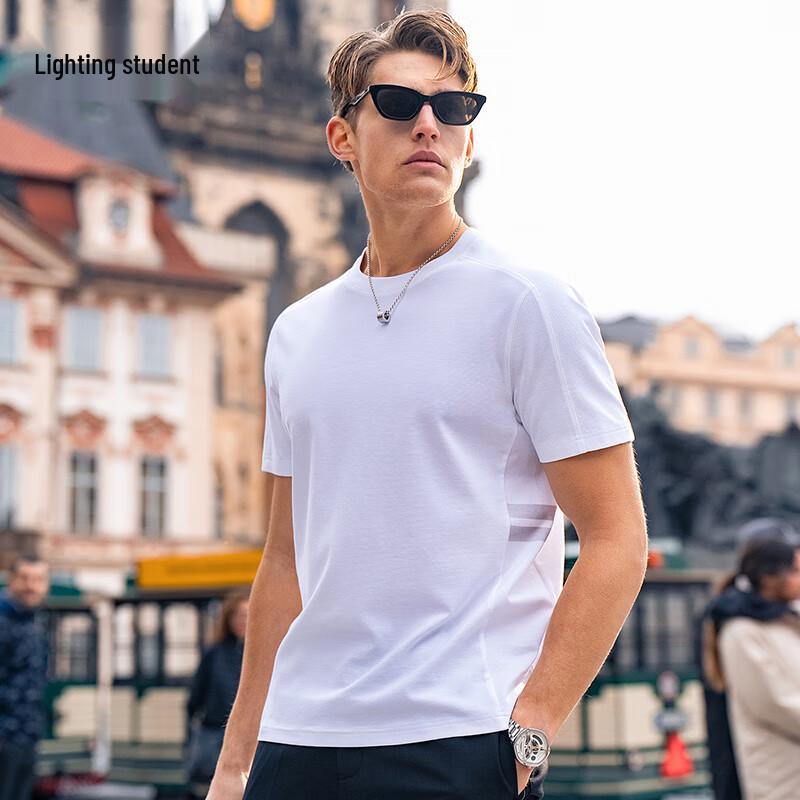 Men s Round Neck Striped Cotton T-Shirt L (175)