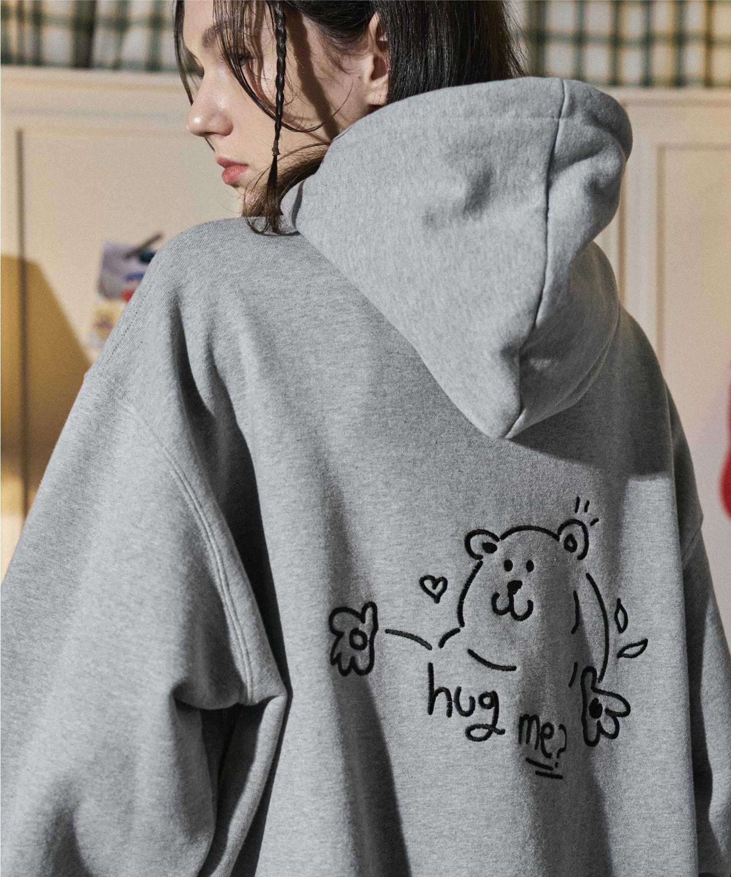 Худи с вышивкой Compagno Hug Me Серый Gray/L